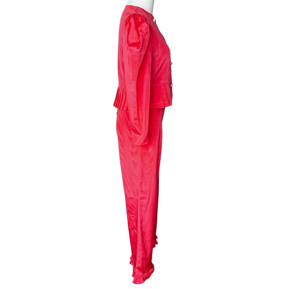 NWT BATSHEVA Set- Kat Jacket & Ruffle Pant in Coral Size: 2 - Picture 5 of 12
